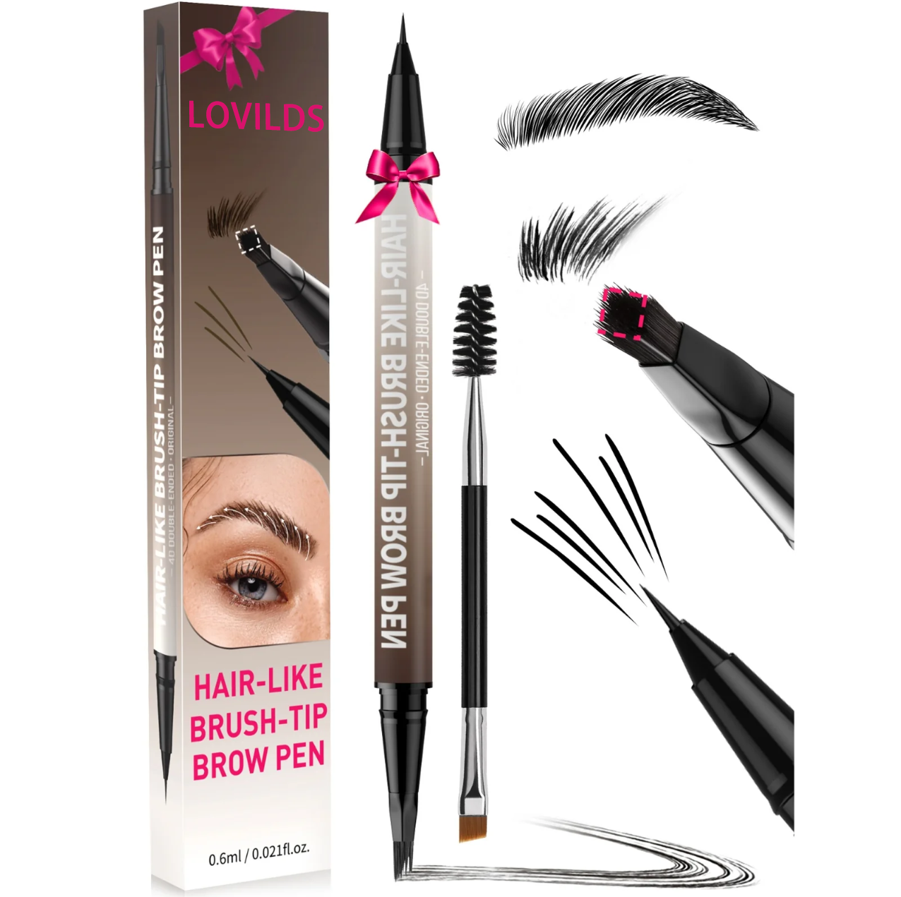 ✏️LOVILDS™ 2-in-1 Microblading Eyebrow Pen with Square Brush