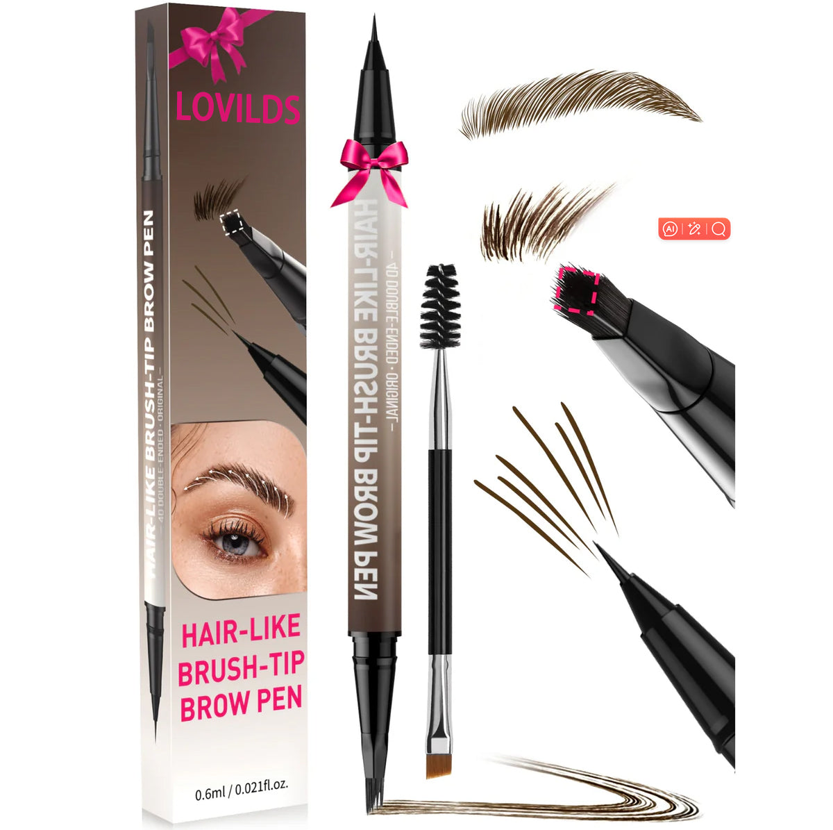 ✏️LOVILDS™ 2-in-1 Microblading Eyebrow Pen with Square Brush