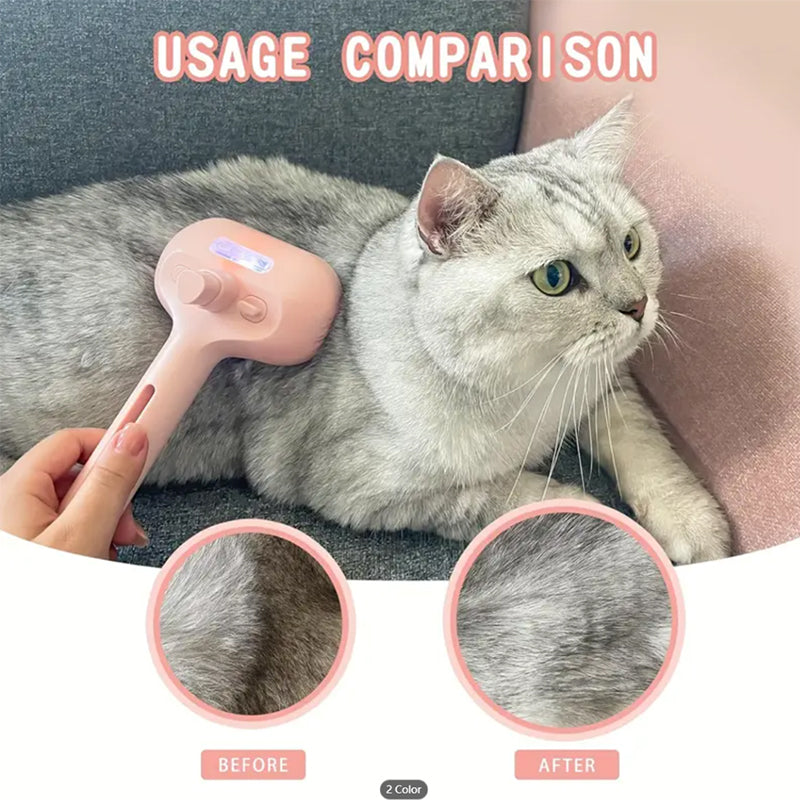 Skavix™ 3-in-1 Pet Steam Brush for Dogs, Cats  - Rechargeable Deshedding Comb with Stainless Steel Bristles