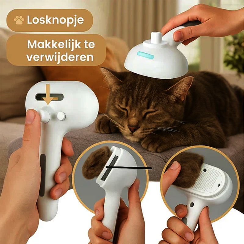 Skavix™ 3-in-1 Pet Steam Brush for Dogs, Cats  - Rechargeable Deshedding Comb with Stainless Steel Bristles
